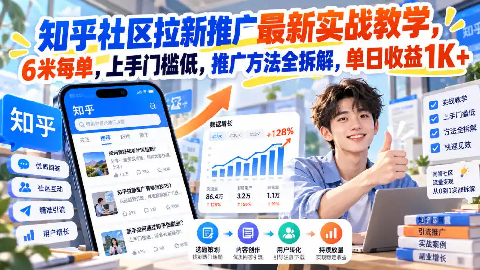 知乎社区拉新推广最新实战教学,6米每单,上手门槛低,推广方法全拆解,单日收益1K+!(更新1021)-阿牛笔记