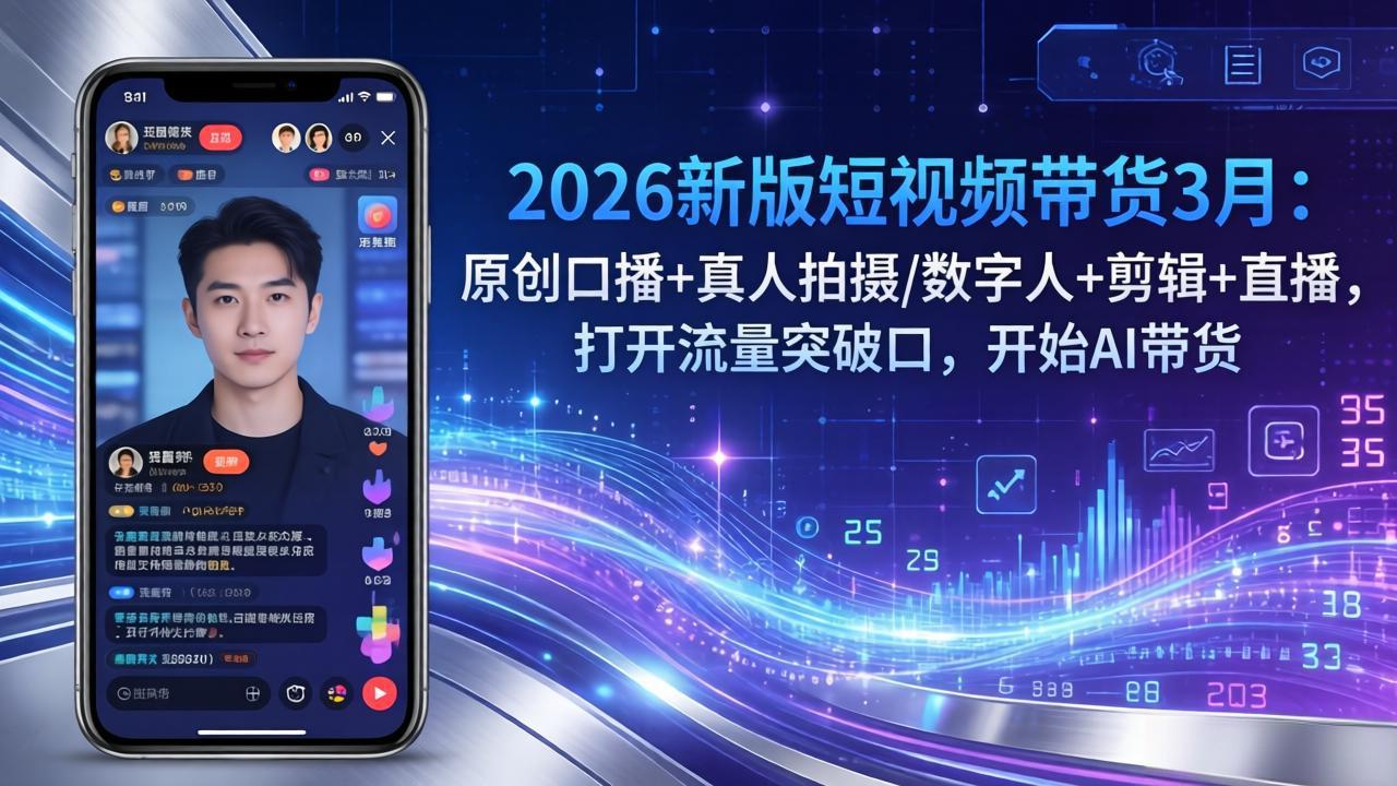 2026新版短视频带货3月：原创口播+真人拍摄/数字人+剪辑+直播，打开流量突破口，开始AI带货-阿牛笔记