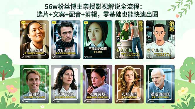 56万粉丝博主亲授影视解说全流程:选片+文案+配音+剪辑,零基础也能快速出圈-阿牛笔记