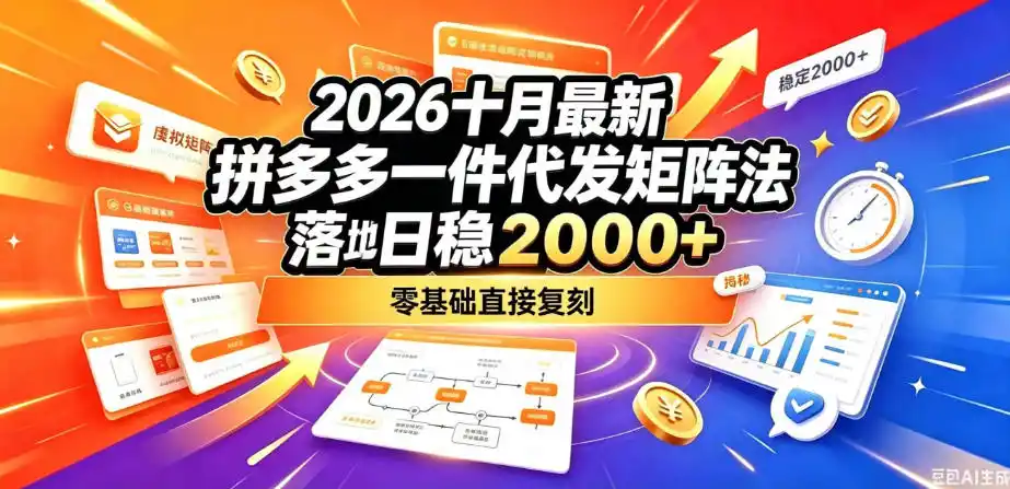 2026十月最新拼多多一件代发矩阵落地玩法，无需囤货压货，日稳入2k+，零基础直接复刻【揭秘】-阿牛笔记