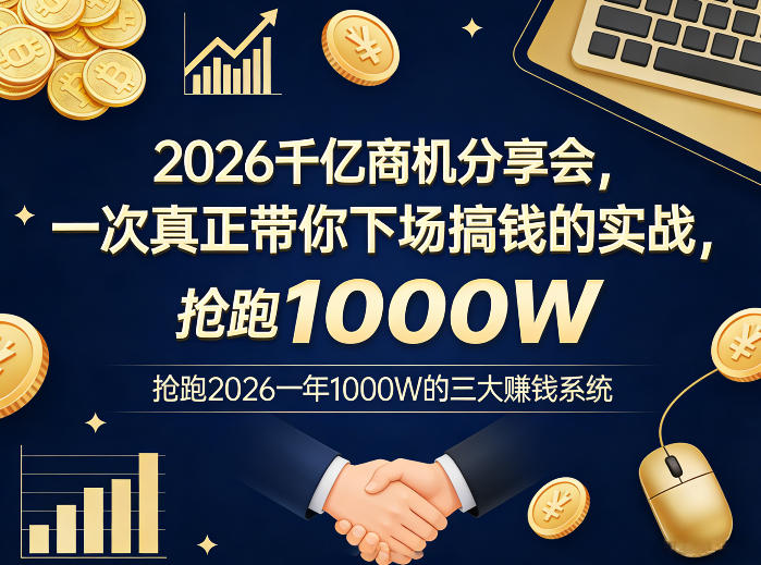 2026千亿商机分享会，一次真正带你下场搞钱的实战，抢跑2026一年1000W的三大賺钱系统-阿牛笔记