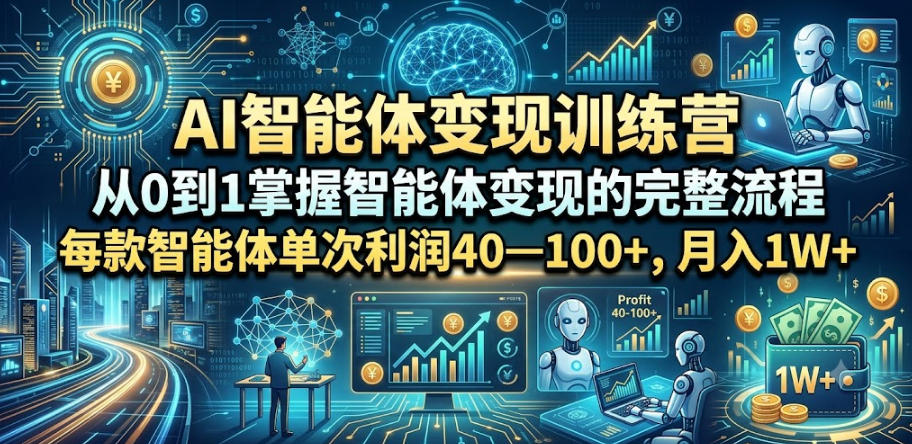 AI智能体变现训练营，从0到1掌握智能体变现的完整流程，每款智能体单次利润40—100+，月入1W+-阿牛笔记