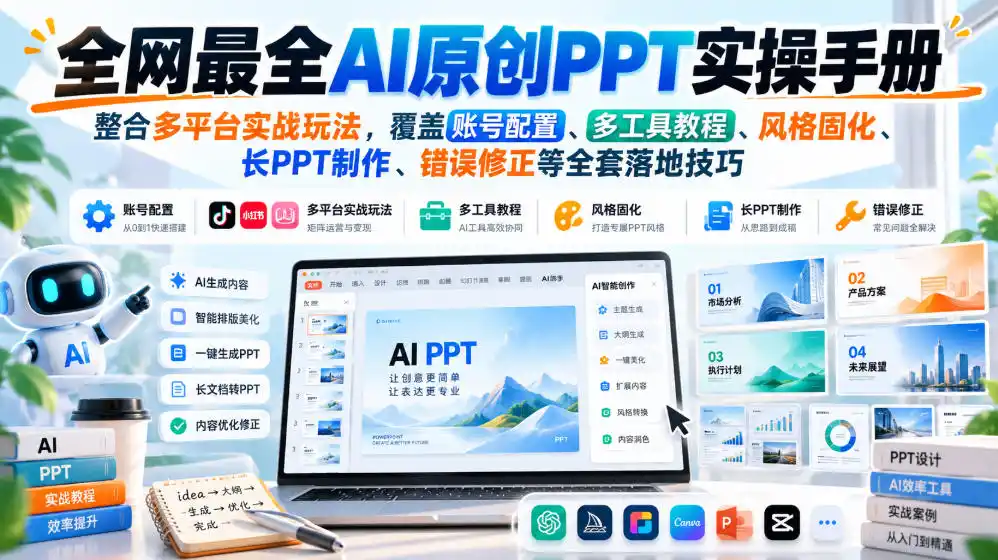 全网最全AI原创PPT实操手册，整合多平台实战玩法，覆盖账号配置、多工具教程、风格固化、长PPT制作、错误修正等全套落地技巧-阿牛笔记