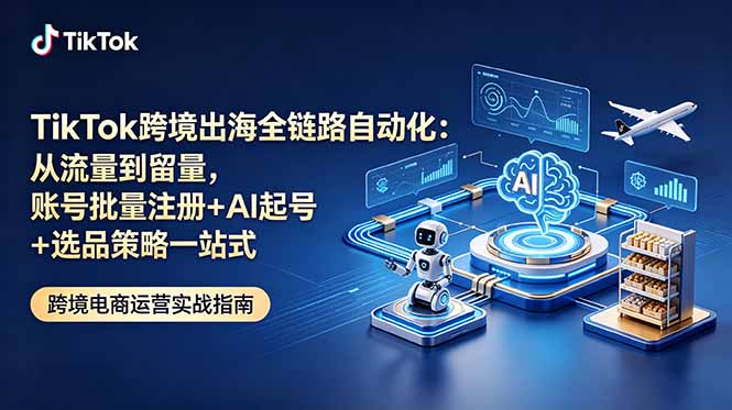TikTok跨境出海全链路自动化：从流量到留量，账号批量注册+AI起号+选品策略一站式-阿牛笔记