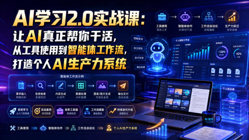 AI学习2.0实战课：让AI真正帮你干活，从工具使用到智能体工作流，打造个人AI生产力系统-阿牛笔记