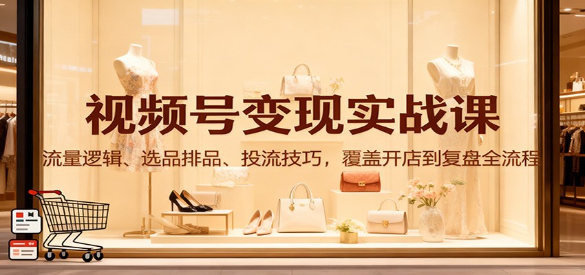 视频号变现实战课：流量逻辑、选品排品、投流技巧，覆盖开店到复盘全流程-阿牛笔记