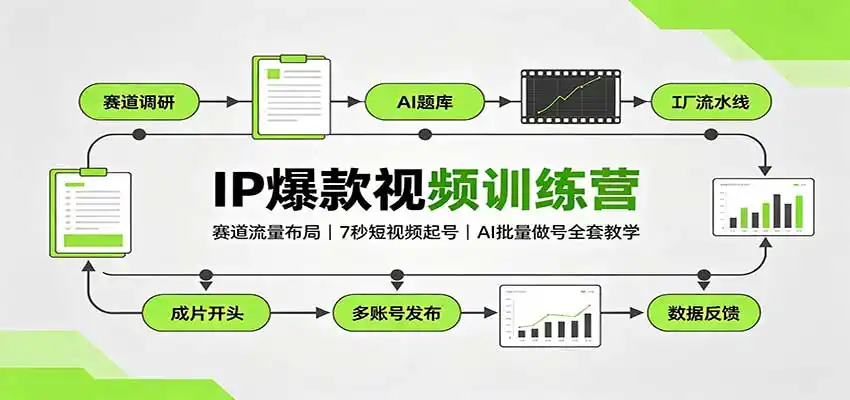 IP爆款视频训练营：赛道流量布局，7秒短视频起号，AI批量做号全套教学-阿牛笔记
