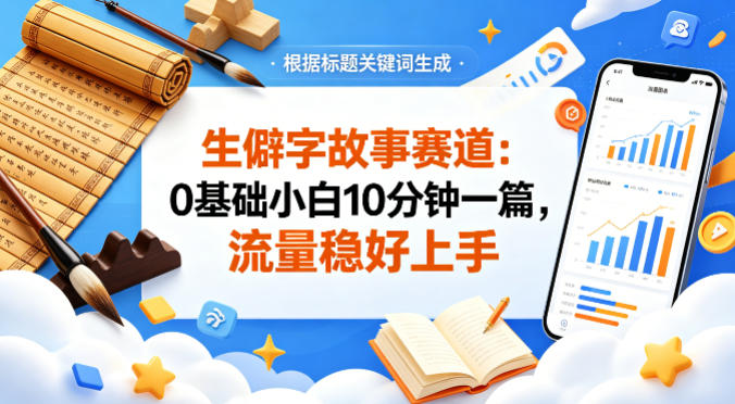 公众号流量主——生僻字故事赛道，流量稳，好上手，0基础小白也能10分钟一篇-阿牛笔记