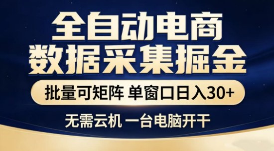 独家电商数据全自动采集项目，批量可矩阵，单窗口轻松日入3张+【揭秘】-阿牛笔记