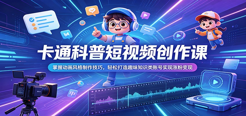 卡通科普短视频创作课:掌握动画风格制作技巧,轻松打造趣味知识类账号实现涨粉变现-阿牛笔记