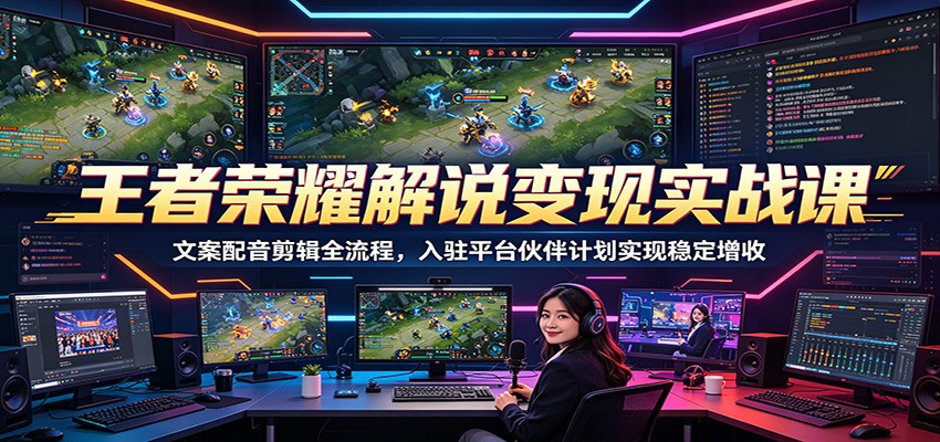 王者荣耀解说变现实战课：文案配音剪辑全流程，入驻平台伙伴计划实现稳定增收-阿牛笔记