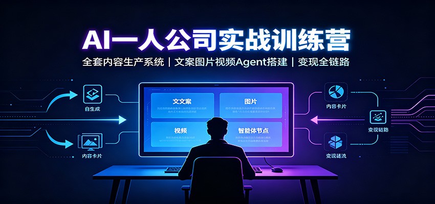 AI创作一人公司实战训练营:全套内容生产系统,文案图片视频Agent搭建变现全链路-阿牛笔记