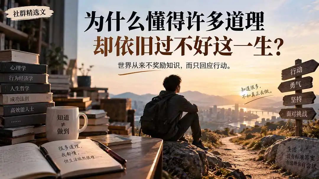 社群精选文:为什么懂得许多道理却依旧过不好这一生? 社群精选文:为什么懂得许多道理却依旧过不好这一生?
