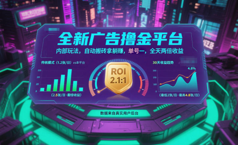 全新广告撸金平台,内部玩法,自动搬砖拿躺賺,单号一天保底2张+,全天两倍收益【揭秘】-阿牛笔记