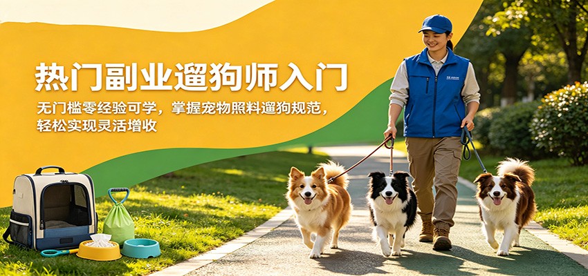 热门副业遛狗师入门，无门槛零经验可学，掌握宠物照料遛狗规范，轻松实现灵活增收-阿牛笔记