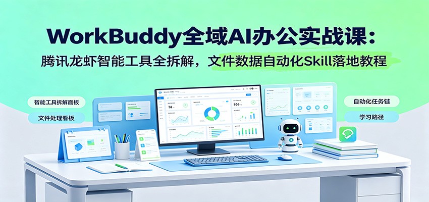WorkBuddy全域AI办公实战课:腾讯龙虾智能工具全拆解,文件数据自动化Skill落地教程-阿牛笔记