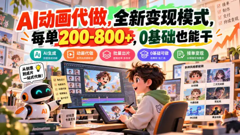AI动画代做,全新变现模式,每单200-800+,0基础也能干【揭秘】-阿牛笔记