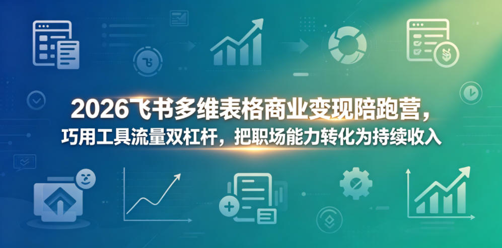2026飞书多维表格商业变现陪跑营,巧用工具流量双杠杆,把职场能力转化为持续收入-阿牛笔记