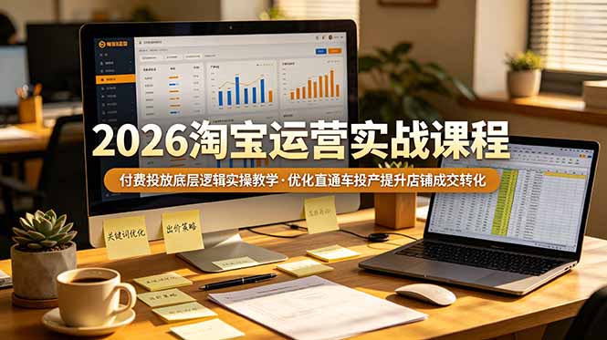 2026 淘宝运营实战课程，付费投放底层逻辑实操教学，优化直通车投产提升店铺成交转化-阿牛笔记