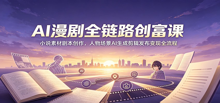 AI漫剧全链路创富课：小说素材剧本创作，人物场景AI生成剪辑发布变现全流程-阿牛笔记