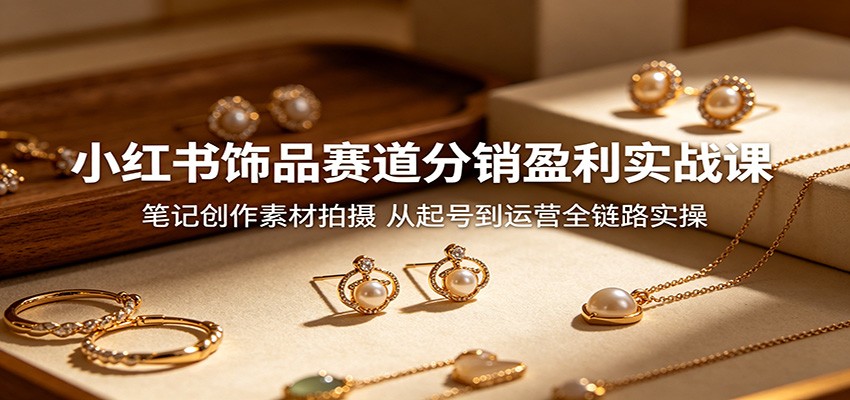 小红书饰品赛道分销盈利实战课：笔记创作素材拍摄，从起号到运营全链路实操-阿牛笔记