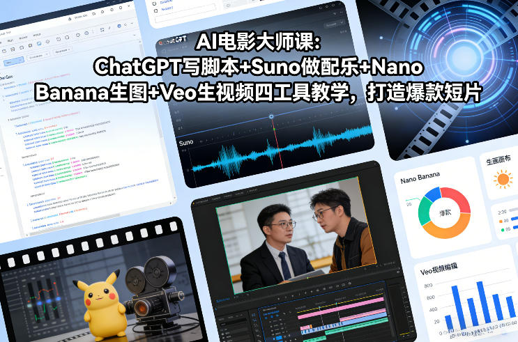 AI电影大师课：ChatGPT写脚本+Suno做配乐+Nano Banana生图+Veo生视频，打造爆款短片-阿牛笔记