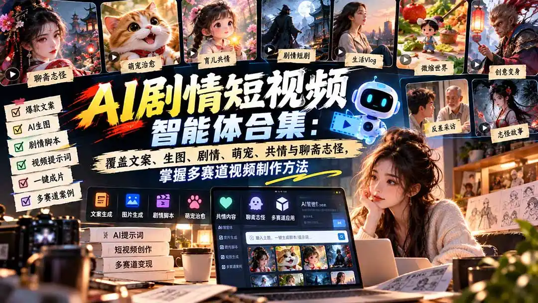 【无水印】AI剧情短视频智能体合集：覆盖文案、生图、剧情、萌宠、共情与聊斋志怪，掌握多赛道视频制作方法-阿牛笔记