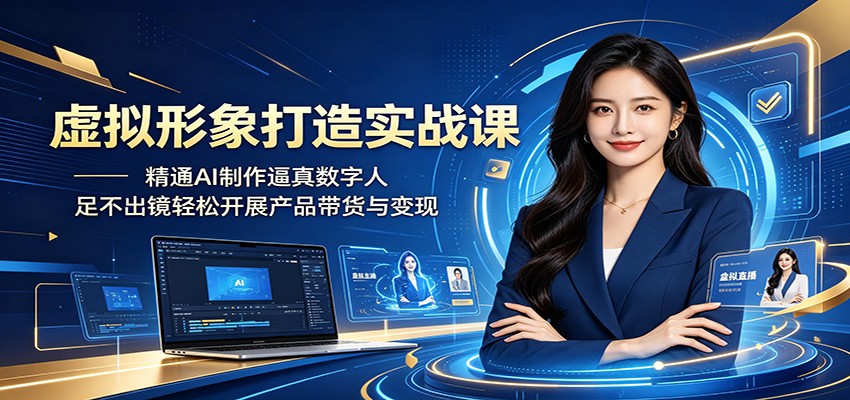 虚拟形象打造实战课:精通AI制作逼真数字人,足不出镜轻松开展产品带货与变现-阿牛笔记