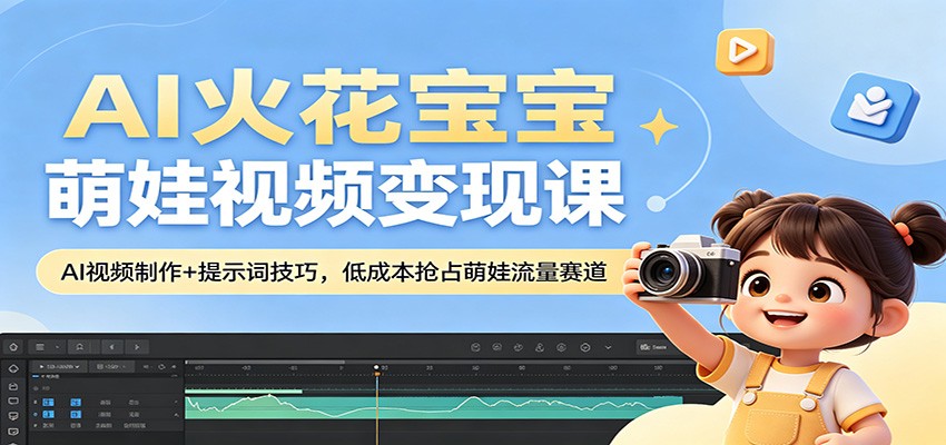 AI火花宝宝萌娃视频变现课：AI视频制作+提示词技巧，低成本抢占萌娃流量赛道-阿牛笔记