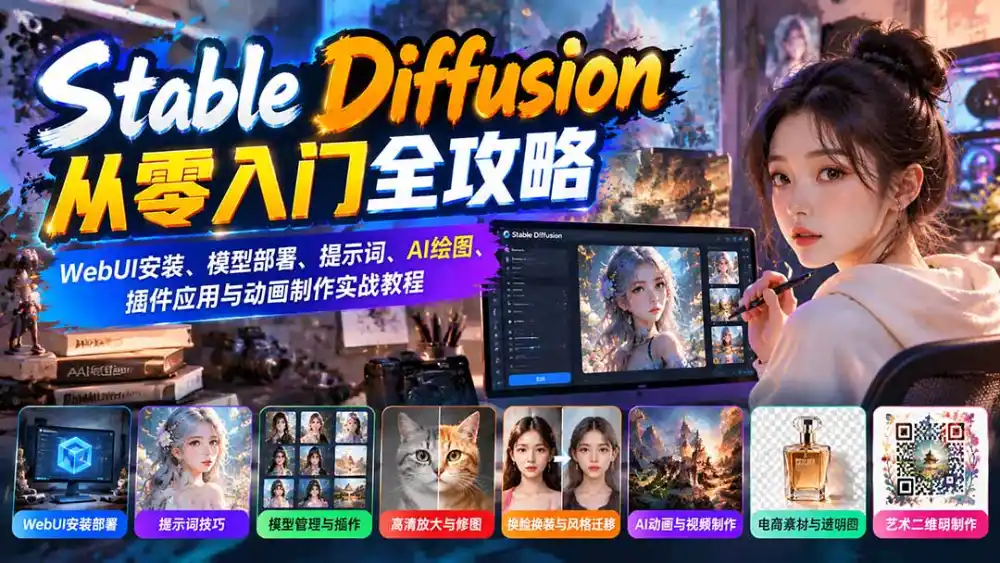 Stable Diffusion从零入门全攻略:WebUI安装、模型部署、提示词、AI绘图、插件应用与动画制作实战教程-阿牛笔记