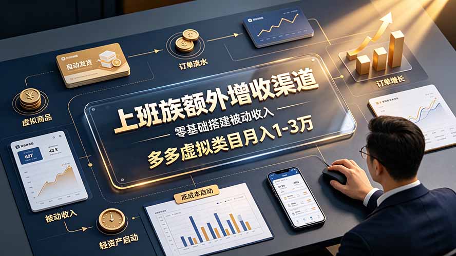 上班族额外增收渠道,零基础搭建被动收入,多多虚拟类目月入 1-3 万-阿牛笔记