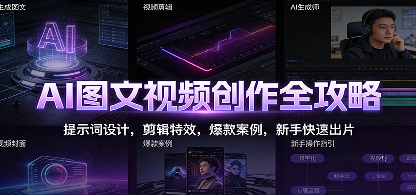 AI图文视频创作全攻略：提示词设计，剪辑特效，爆款案例，新手快速出片-阿牛笔记