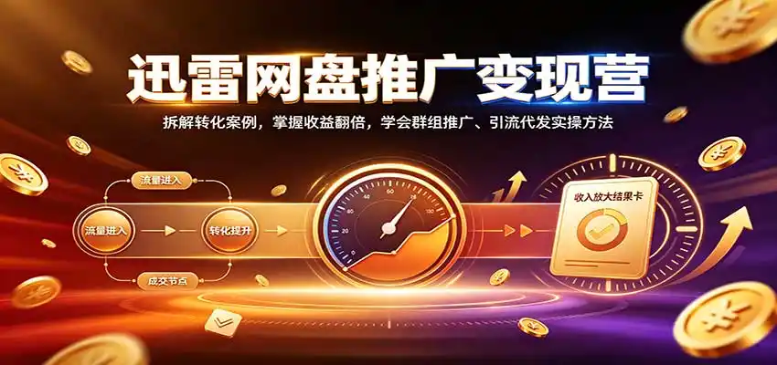 迅雷网盘推广变现营：拆解转化案例，掌握收益翻倍，学会群组推广、引流代发实操方法-阿牛笔记