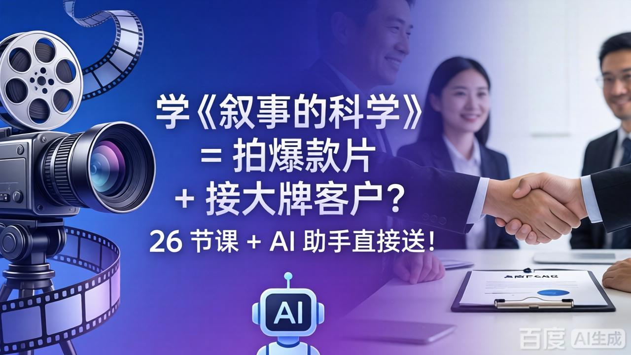 学《叙事的科学》= 拍爆款片 + 接大牌客户？26 节课 + AI 助手直接送！-阿牛笔记