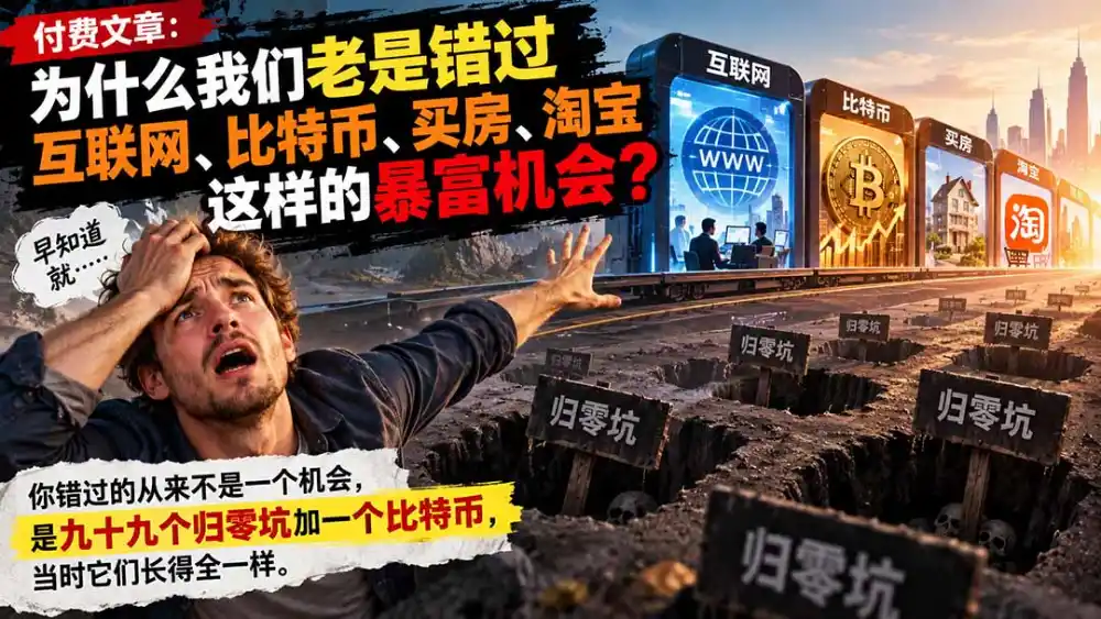 付费文章:为什么我们老是错过互联网、比特币、买 房、淘宝这样的暴富机会?-阿牛笔记