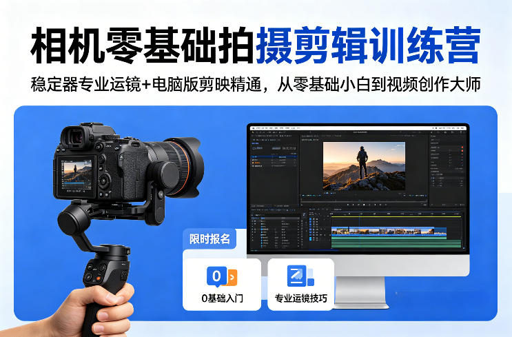 相机零基础拍摄剪辑训练营：稳定器专业运镜+电脑版剪映精通，从零基础小白到视频创作大师-阿牛笔记