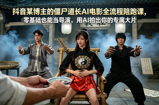 抖音某博主的僵尸道长AI电影全流程陪跑课，零基础也能当导演，用AI拍出你的专属大片-阿牛笔记