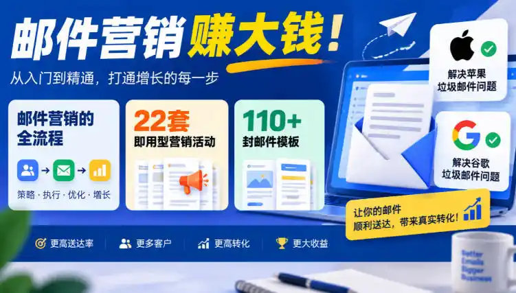 【无水印】邮件营销賺大钱!邮件营销的全流程,22套即用型营销活动与110+封邮件模板,还能解决苹果谷歌垃圾邮件问题【原创双语字幕】-阿牛笔记