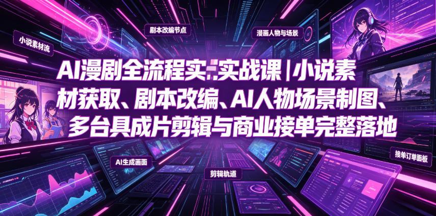 AI漫剧全流程实战课|小说素材获取、剧本改编、AI人物场景制图、多工具成片剪辑、平台付费变现与商业接单完整落地-阿牛笔记