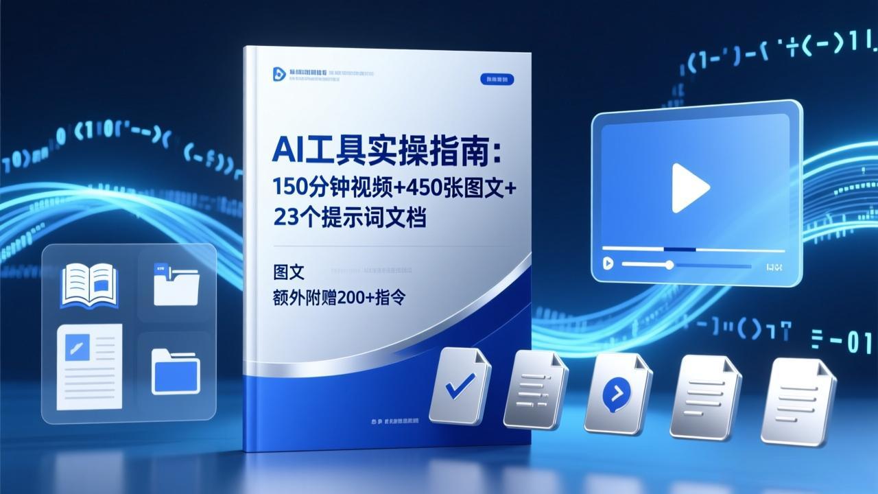 AI工具实操指南：150分钟视频+450张图文+23个提示词文档，额外附赠200+指令-阿牛笔记