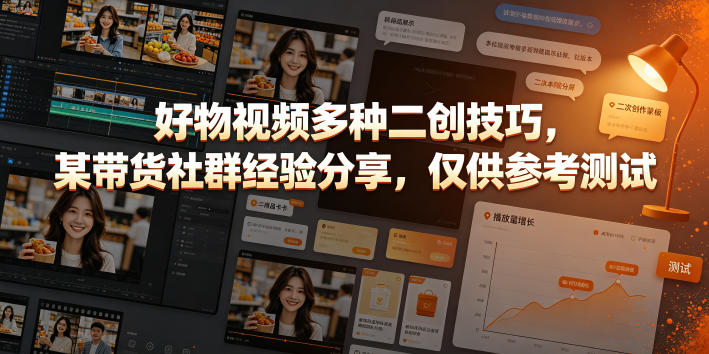 好物视频多种二创技巧，某带货社群经验分享，仅供参考测试-阿牛笔记