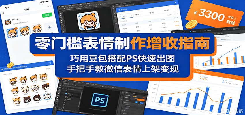 零门槛表情制作增收指南：巧用豆包搭配 PS 快速出图，手把手教微信表情上架变现-阿牛笔记