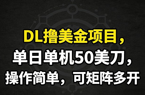 DL撸美金项目，单日单机50美刀，操作简单，可矩阵多开-阿牛笔记