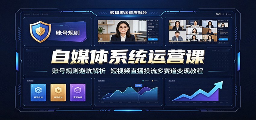 自媒体系统运营课:账号规则避坑解析,短视频直播投流多赛道变现教程-阿牛笔记