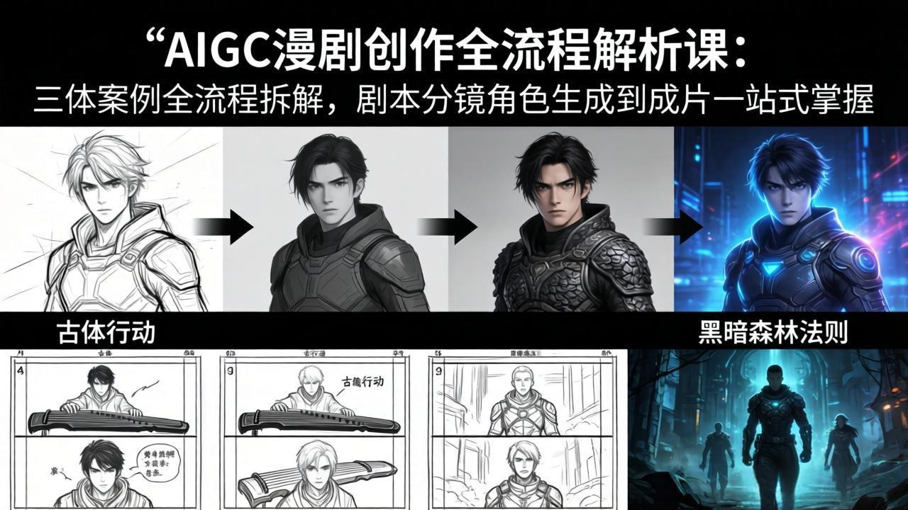 AIGC漫剧创作全流程解析课:三体案例全流程拆解,剧本分镜角色生成到成片一站式掌握-阿牛笔记