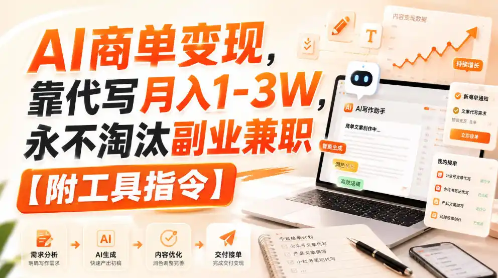 AI商单变现,靠代写月入1-3W,永不淘汰副业兼职【附工具指令】【揭秘】-阿牛笔记