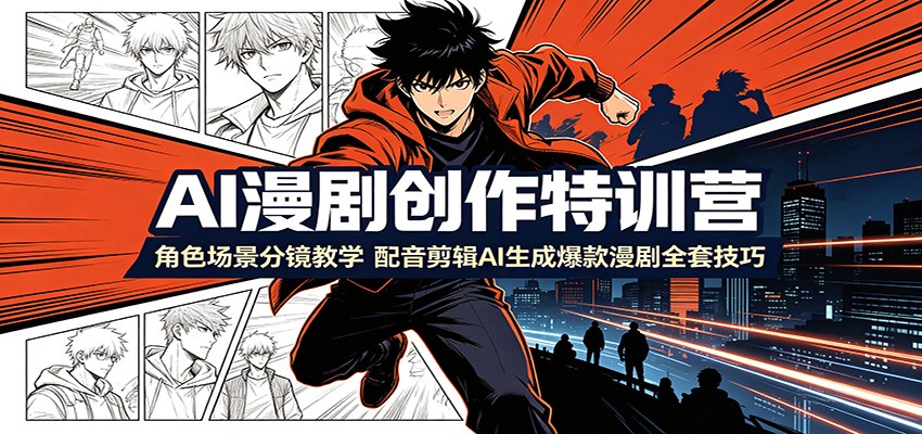 AI漫剧创作特训营：角色场景分镜教学，配音剪辑AI生成爆款漫剧全套技巧-阿牛笔记