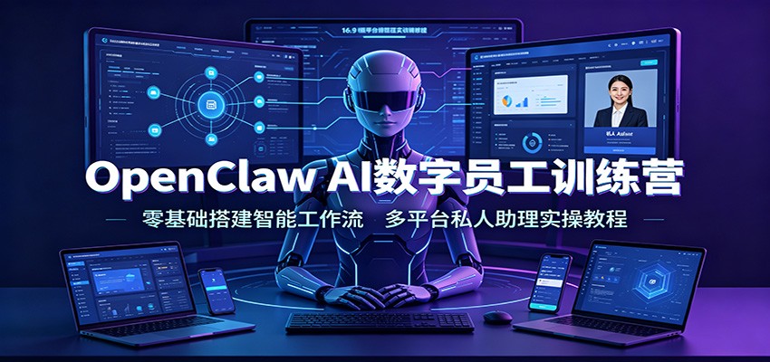 OpenClaw AI数字员工训练营:零基础搭建智能工作流,多平台私人助理实操教程-阿牛笔记