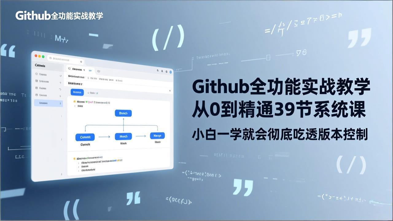 GitHub-全功能实战教学，从0到精通39节系统课，小白一学就会彻底吃透版本控制-阿牛笔记