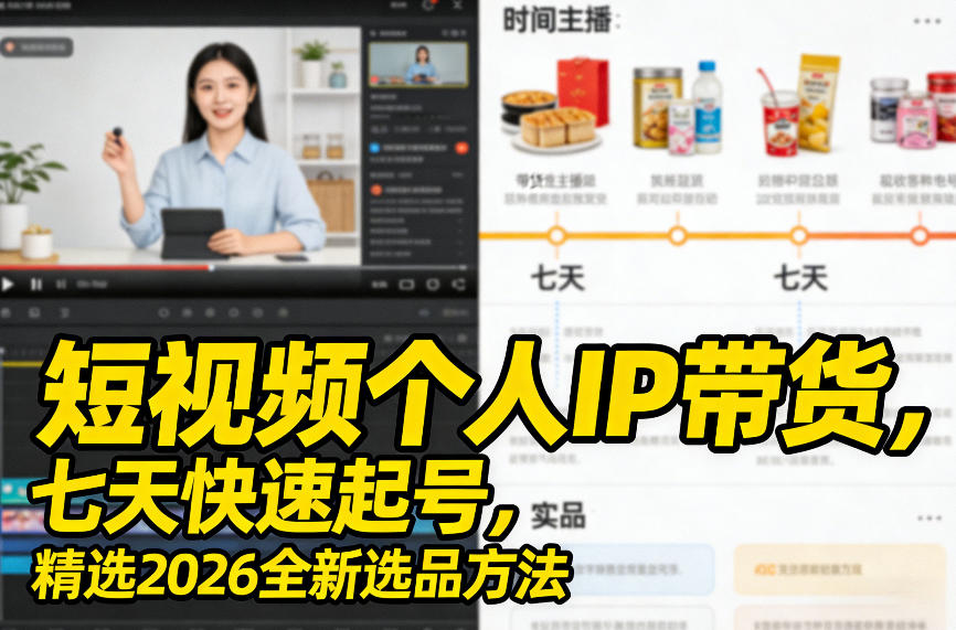 短视频个人IP带货，七天快速起号，精选2026全新选品方法-阿牛笔记